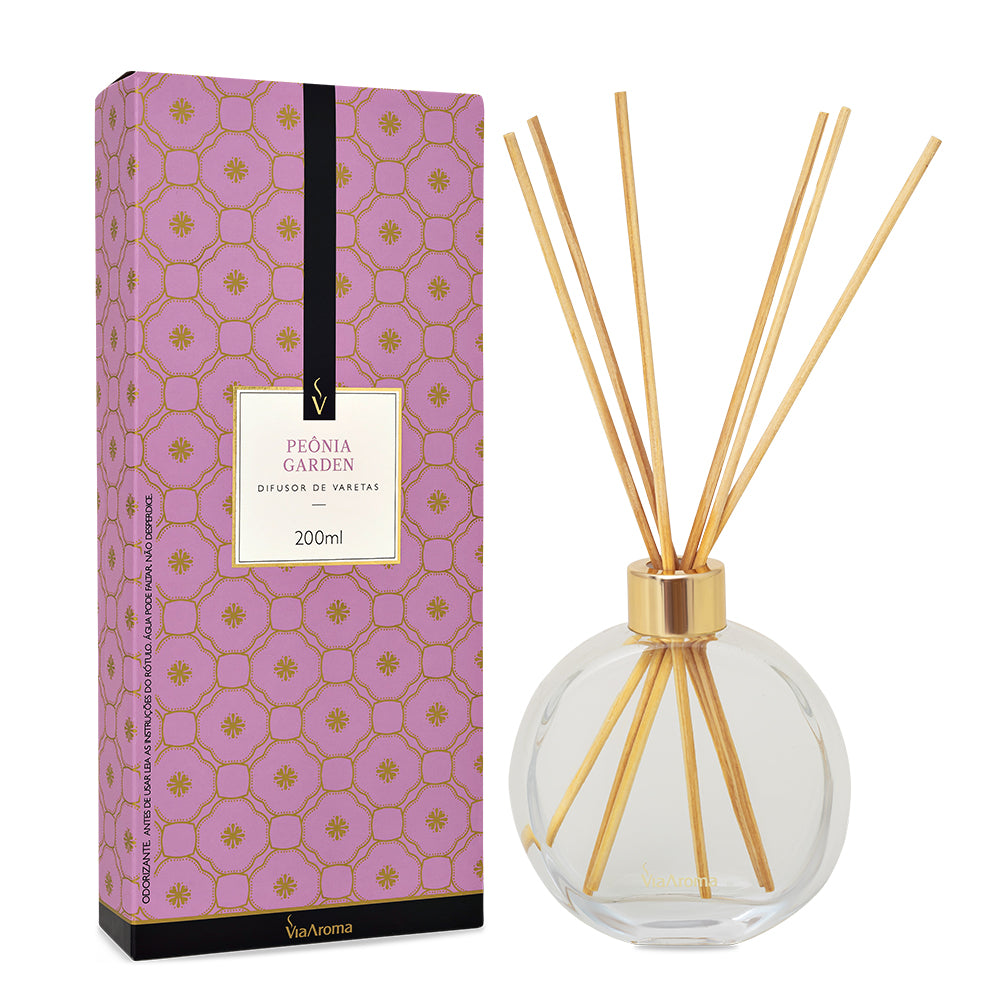 Difusor de Varetas - Peonia Garden - Via Aroma - Frasco com 200ml