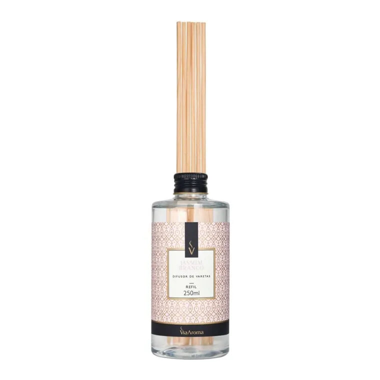 Refil Difusor de Varetas Jasmim Branco Via Aroma - 250ml