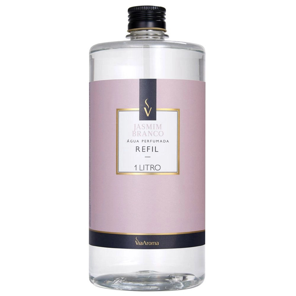 Refil Água Perfumada de Jasmim Branco - Via Aroma - Frasco com 1 Litro