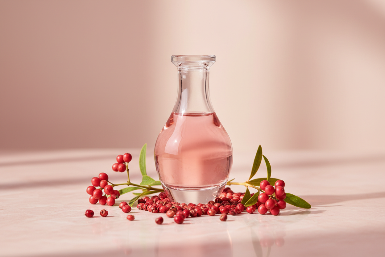 Essência de Pimenta Rosa
Toque floral-especiado, exótico e sensual para cosméticos, perfumaria fina e ambientes
SEM TEXTO NA IMAGEM
Nome Técnico: Essência Aromática de Pimenta Rosa
NCM: 3302.90.90
Composição: Mistura de fragrâncias naturais e sintéticas inspiradas na Pimenta Rosa (Schinus terebinthifolius)
Outros Nomes: Essência de Schinus, Essência Floral Especiada