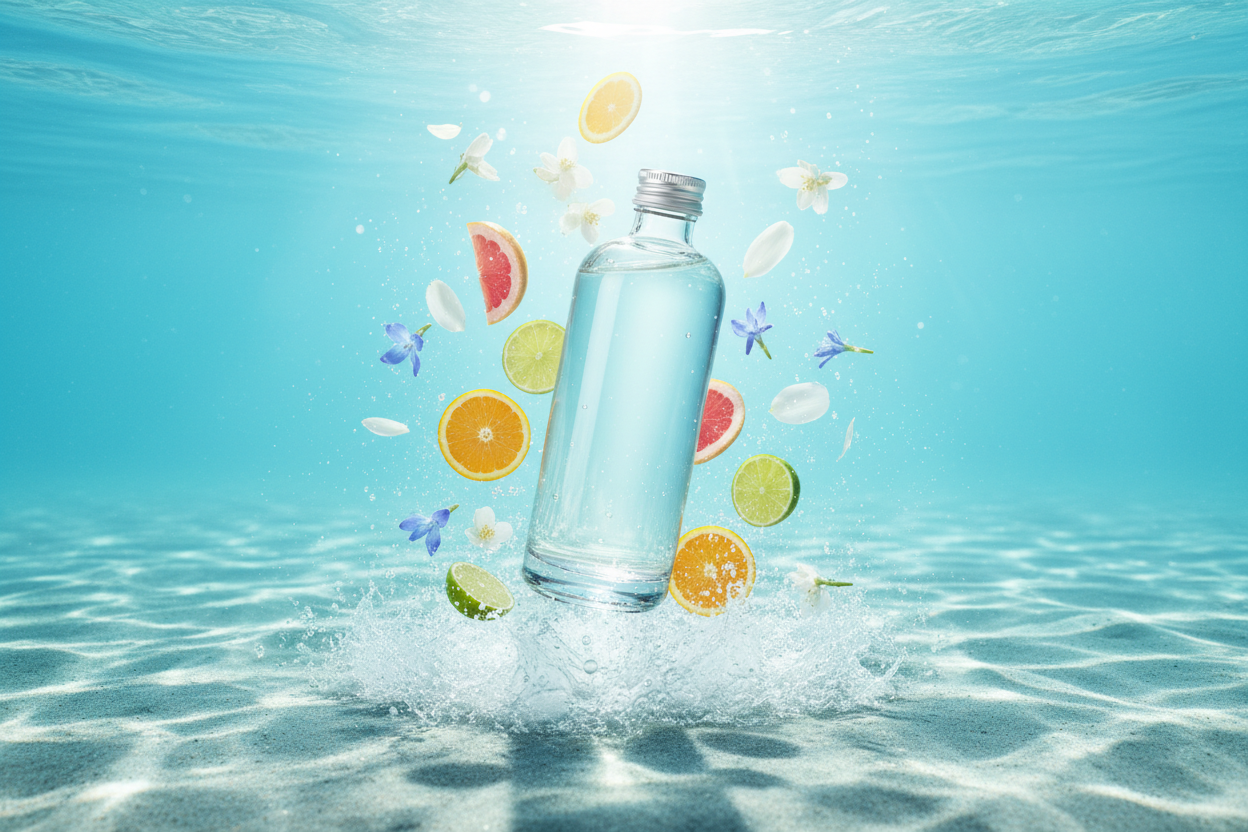 sem texto na imagem
Essência de Acque Marine
Fragrância aquática e fresca com notas ozônicas e marinhas — ideal para composições que evocam brisa do mar, leveza e sensação de limpeza
Tipo de Produto: Essência aromática sintética
Família Olfativa: Aquática / Ozônica / Fresca
Aroma predominante: Notas marinhas, ozônicas e leves toques cítricos e florais
Inspiração: Brisa do oceano, frescor do mar e ambiente limpo
Uso recomendado: Aromatizadores de ambiente, velas, home sprays, sabonetes e cosméticos com