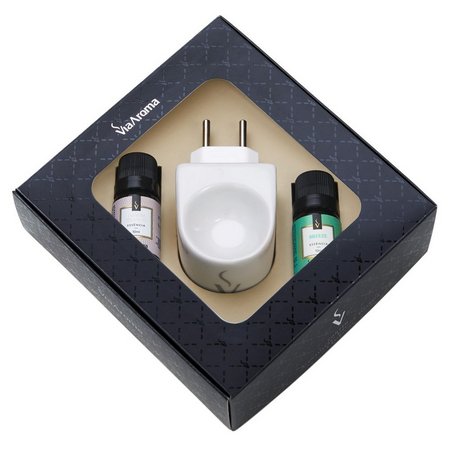 Aromatizador Kit Presente de Porcelana com Essências - Breeze e Jasmim Branco - Via Aroma - Mundo dos Óleos