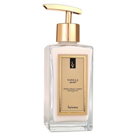 Creme Maos e Corpo - Vanilla (Sweet) - Via Aroma - Frasco com 250ml - Mundo dos Óleos