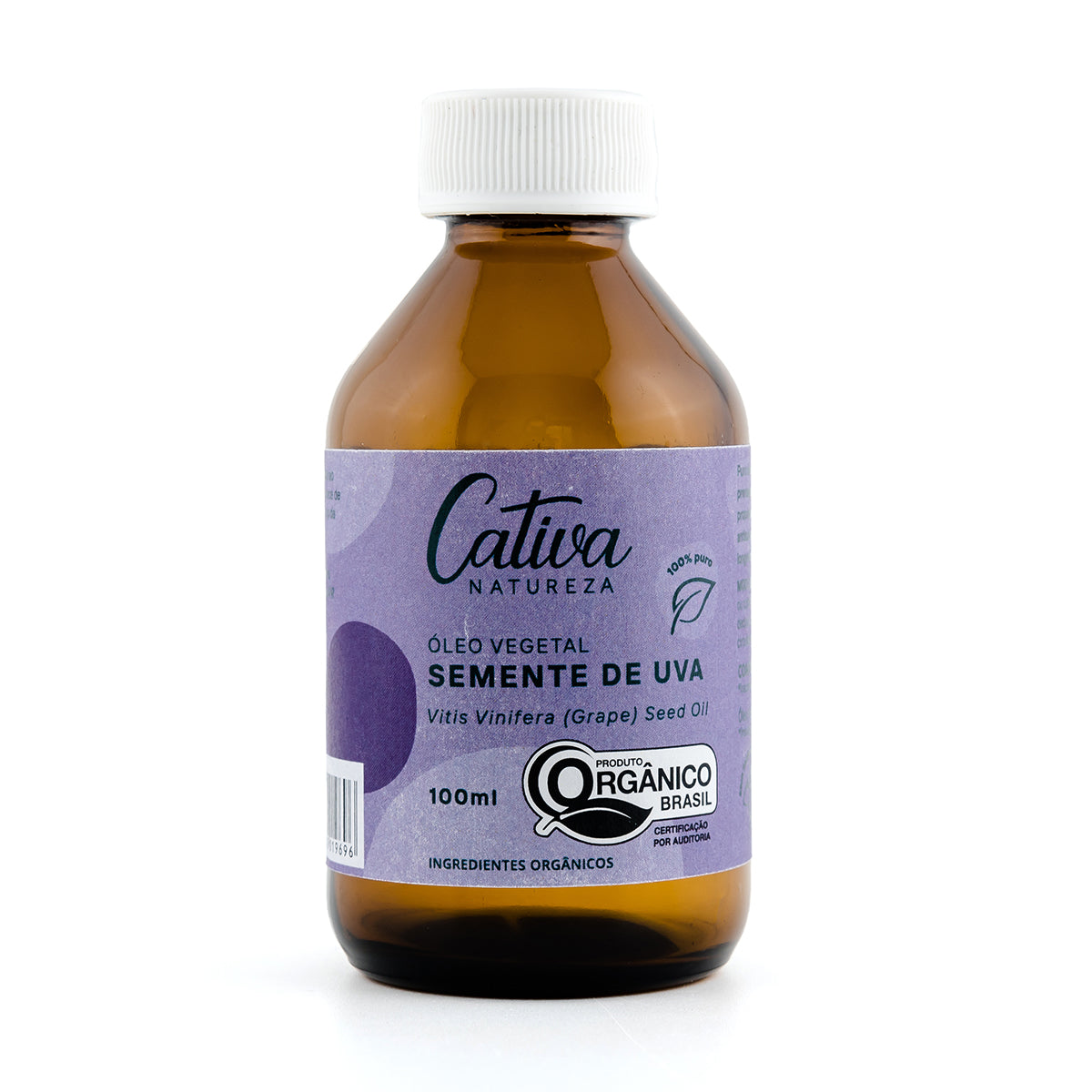 Óleo Vegetal Orgânico de Semente de Uva - Cativa - Frasco com 100ml - Mundo dos Óleos