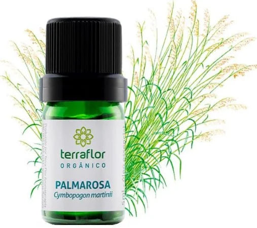 Óleo Essencial de Palmarosa (Orgânico) - Terra - Flor Frasco com 5ml - Mundo dos Óleos