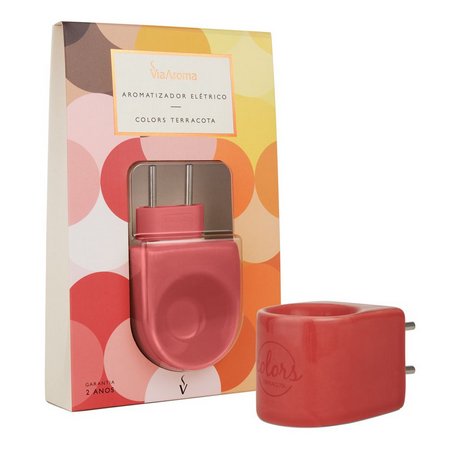 Aromatizador Elétrico de Porcelana - Vermelho - Via Aroma - Mundo dos Óleos