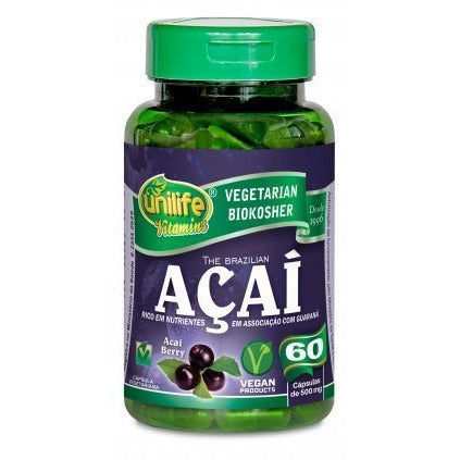 Açaí - Unilife - Frasco com 60 Cápsulas de 500mg - Mundo dos Óleos