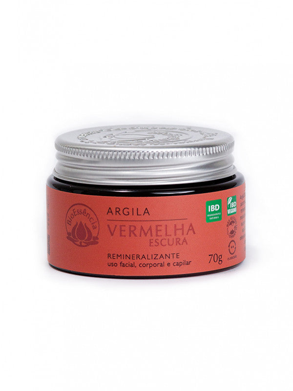 Argila Vermelha Escura - BioEssência - Frasco com 70g - Mundo dos Óleos