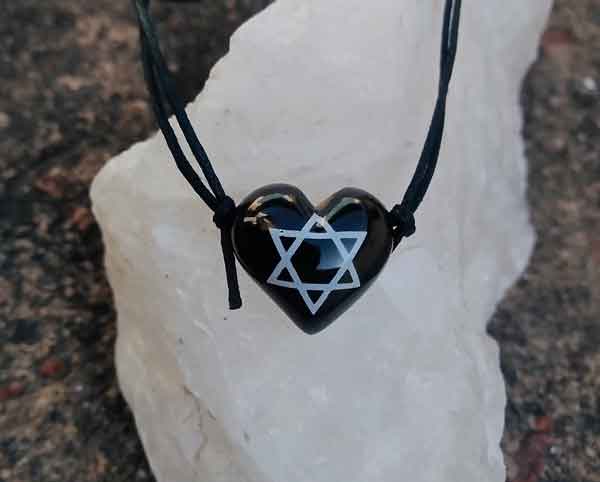 Colar Aromático Coleção Judaísmo Estrela de Davi - Coração Preto - Ortega - Mundo dos Óleos