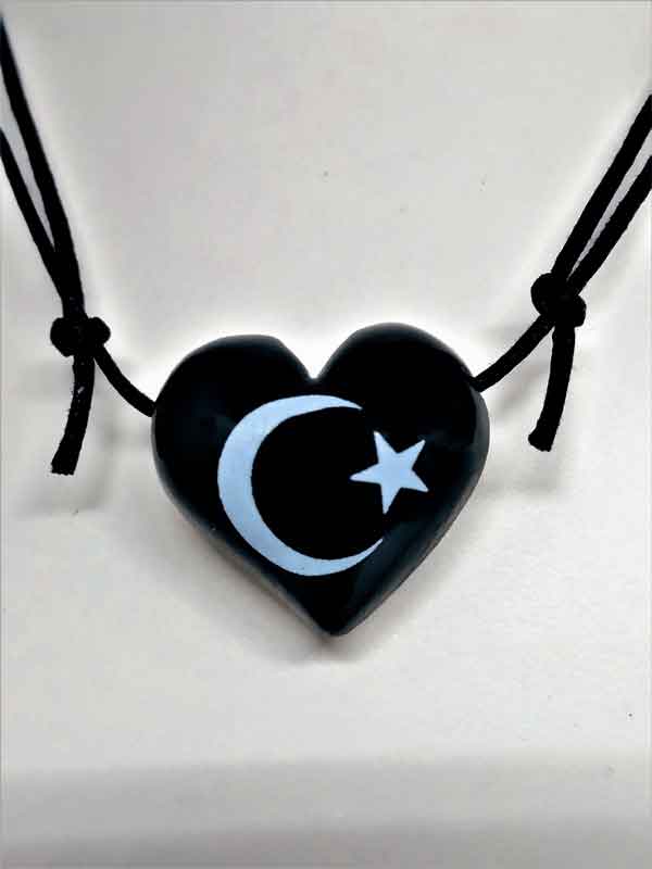 Colar Aromático Coleção Islamismo Lua e Estrela - Coração Preto - Ortega - Mundo dos Óleos