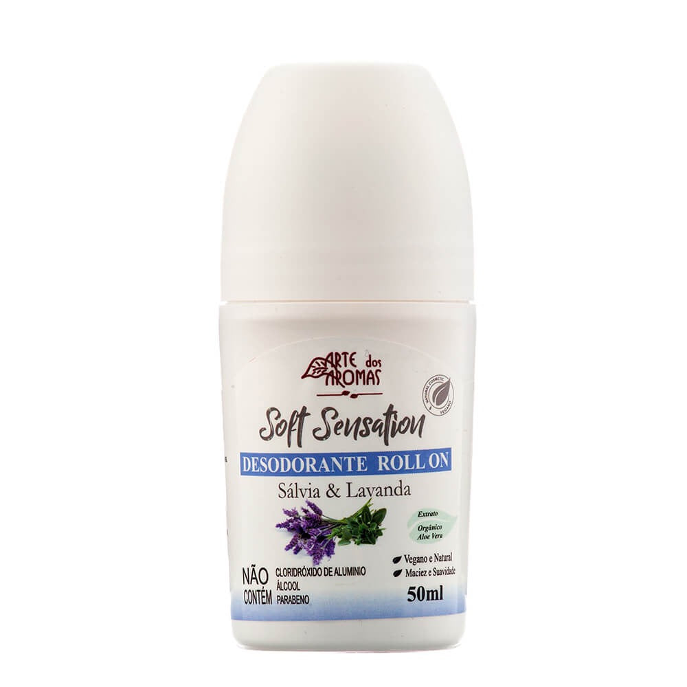 Desodorante Roll On Sálvia & Lavanda -Arte dos Aromas - Frasco com 50ml - Mundo dos Óleos