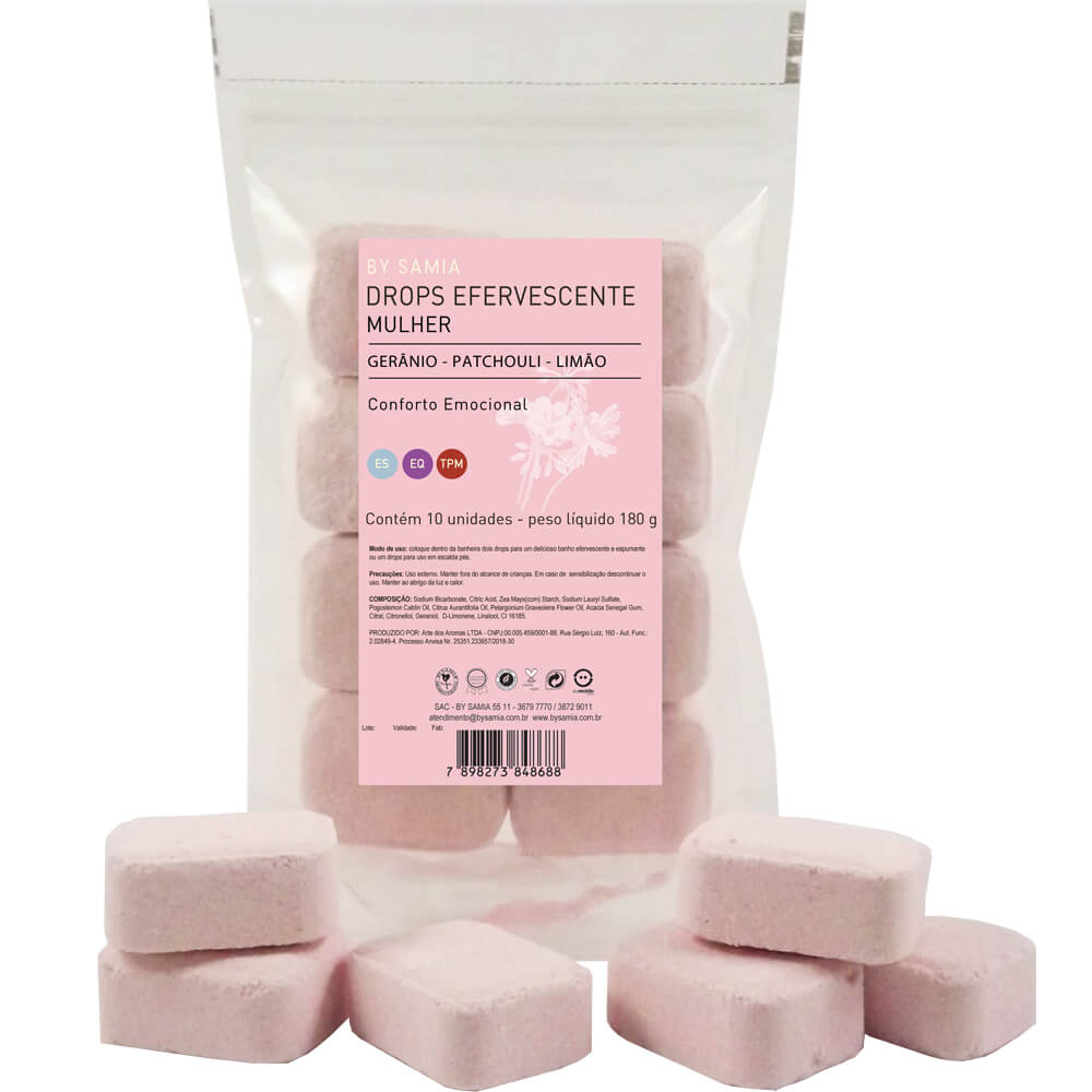 Drops Efervescentes Mulher - By Samia - 10 unidades - Mundo dos Óleos