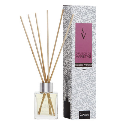 Difusor de Varetas Lavanda Francesa - Via Aroma - 100ml - Mundo dos Óleos