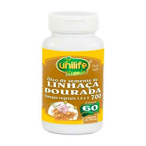 Óleo de Linhaça Dourada - Unilife - Frasco com 60 Cápsulas de 700mg - Mundo dos Óleos