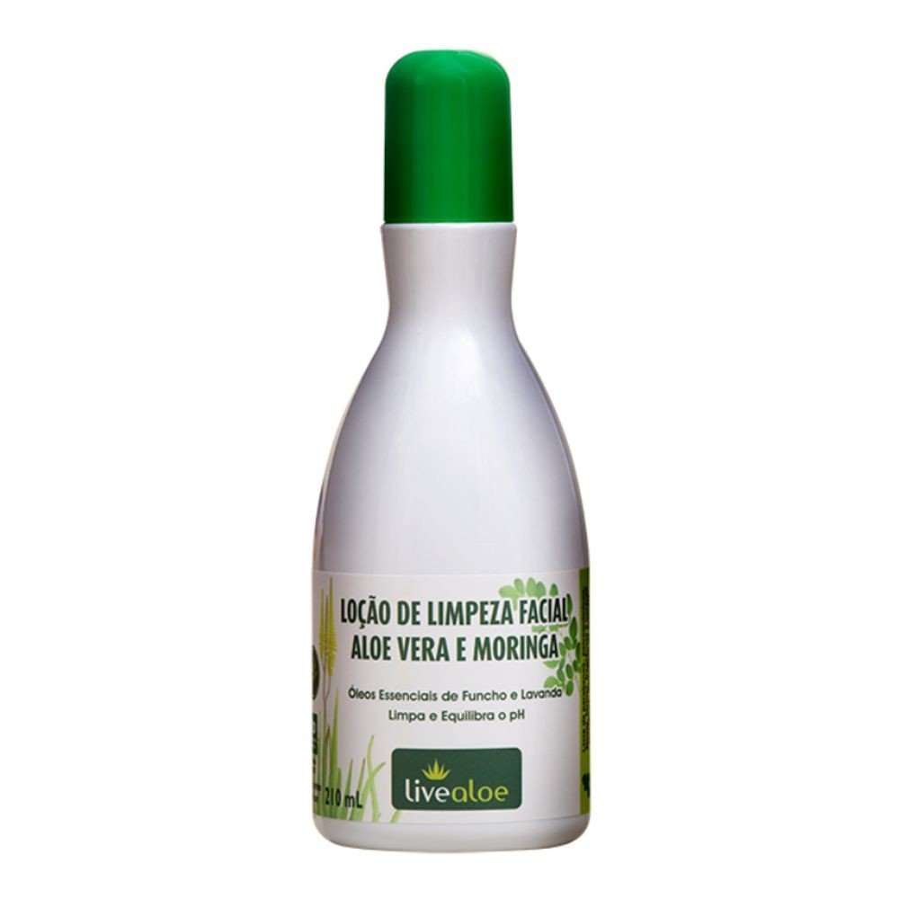 Loção de Limpeza Facial - LiveAloe - Frasco com 210ml - Mundo dos Óleos