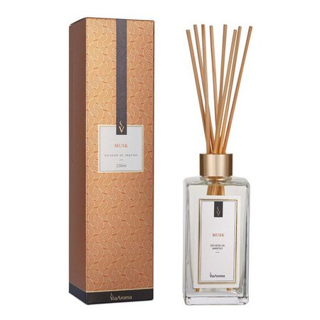 Difusor de Varetas Musk - Via Aroma - Frasco com 250ml - Mundo dos Óleos