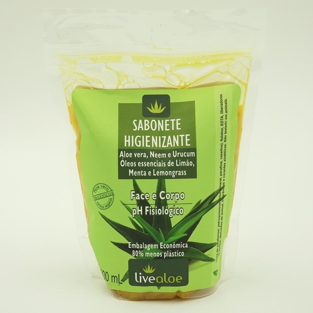 Refil Sabonete Higienizante - LiveAloe - Frasco com 500ml - Mundo dos Óleos