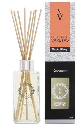 Difusor de Varetas - Flor de Pitanga - Via Aroma - Frasco com 250ml - Mundo dos Óleos