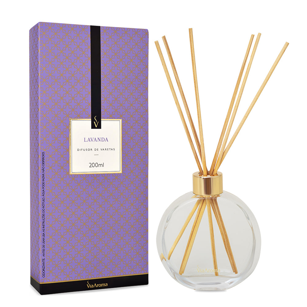 Difusor de Varetas - Lavanda - Via Aroma - Frasco com 200ml