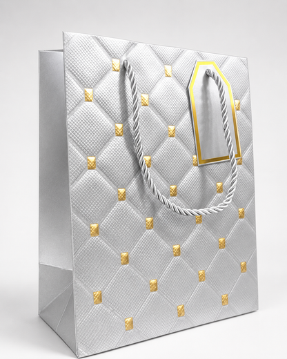 Sacola de Papel para Presente Prateada