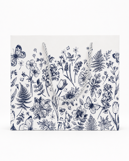 Sacola de Papel para Presente Jardim Branco