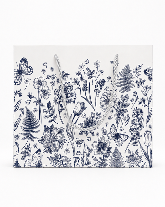 Sacola de Papel para Presente Jardim Branco
