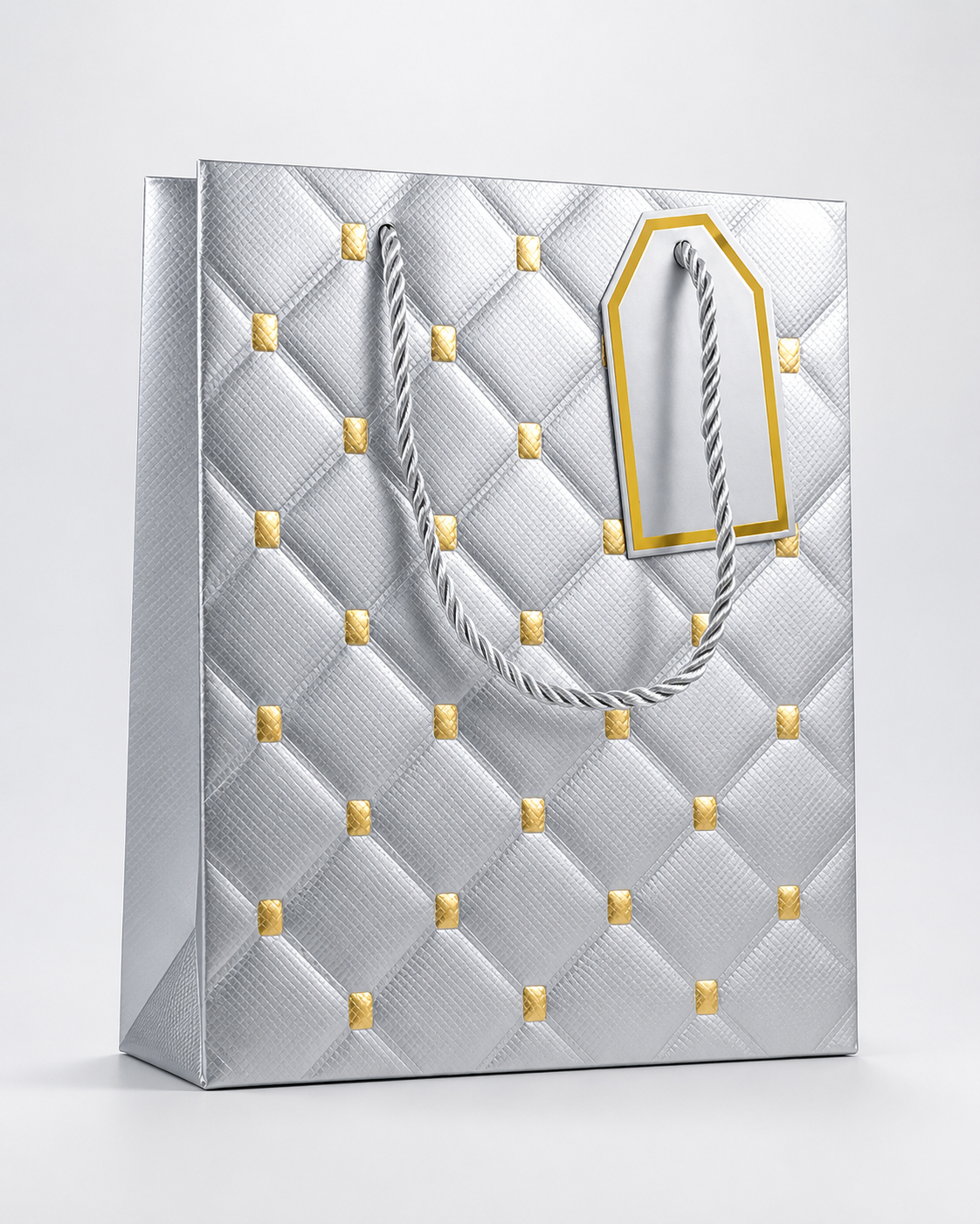 Sacola de Papel para Presente Prateada