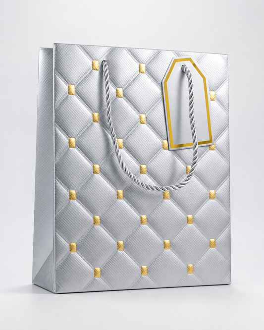 Sacola de Papel para Presente Prateada