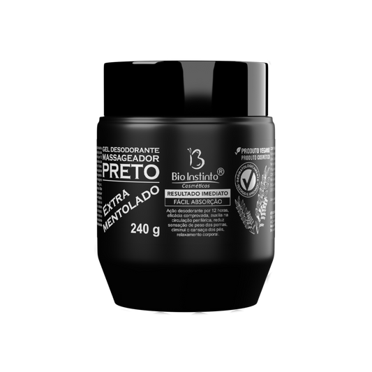Gel Desodorante Massageador Preto Extra Mentolado - Bio Instinto - 240g