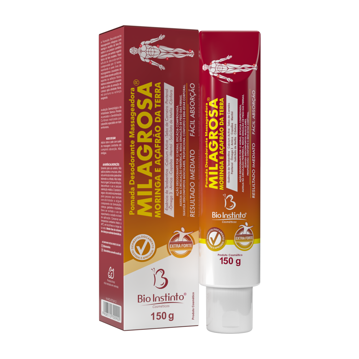 Pomada Desodorante Massageadora Milagrosa com Moringa e Açafrão da Terra - Bio Instinto - 150g