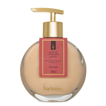 Creme Hidratante Desodorante Mãos e Corpo - Flor de Cerejeira - Via Aroma - Frasco com 200ml