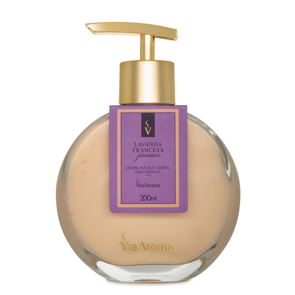 Creme Hidratante Desodorante Mãos e Corpo - Lavanda Francesa - Via Aroma - Frasco com 200ml