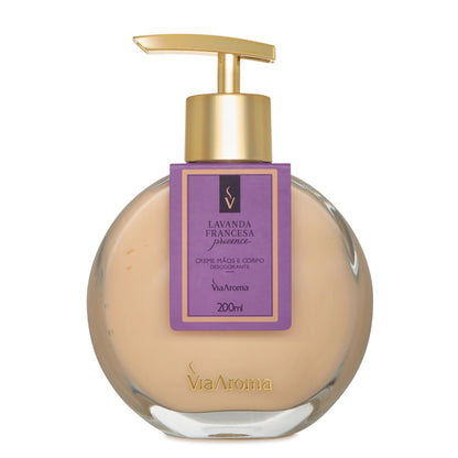 Creme Hidratante Desodorante Mãos e Corpo - Lavanda Francesa - Via Aroma - Frasco com 200ml