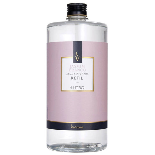 Refil Água Perfumada de Jasmim Branco - Via Aroma - Frasco com 1 Litro - Mundo dos Óleos