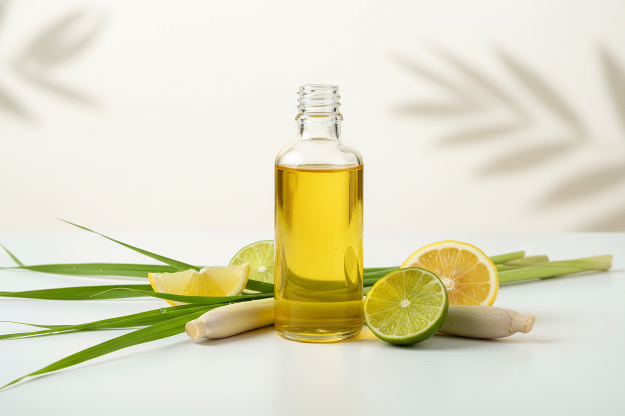 Essência de Citronela
Fragrância cítrica, herbal e refrescante com efeito aromático repelente natural
sem texto na imagem
Nome Técnico: Essência Aromática de Citronela

NCM: 3302.90.90

Composição: Mistura de fragrâncias naturais e sintéticas inspiradas no óleo essencial de citronela, diluídas em base solúvel (ex: propilenoglicol)

Outros Nomes: Essência Cítrica Herbal, Essência Natural Repelente