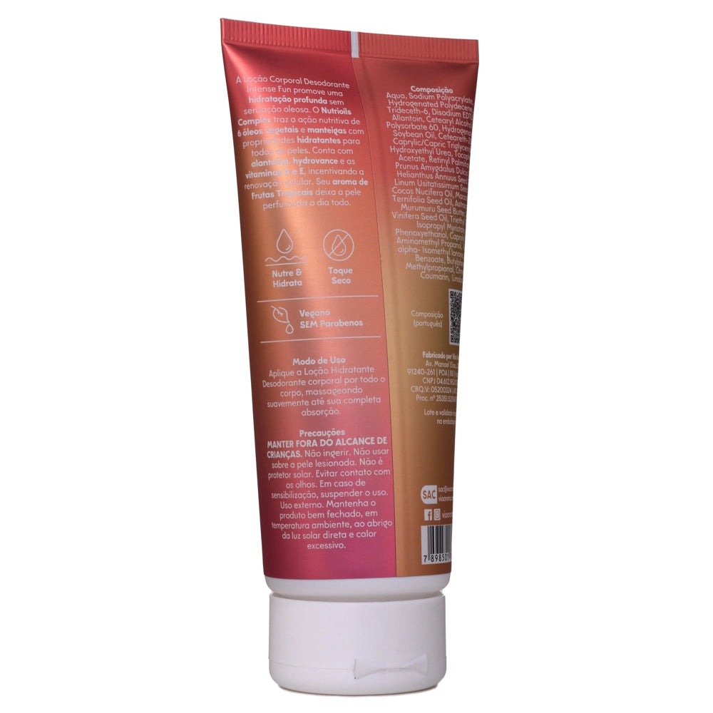 Loção Corporal Desodorante Intense Fun - Via Aroma - Frasco com 200g