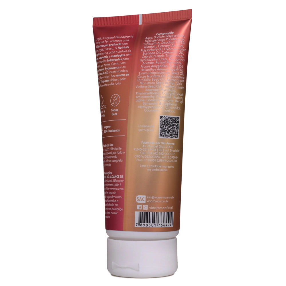Loção Corporal Desodorante Intense Fun - Via Aroma - Frasco com 200g