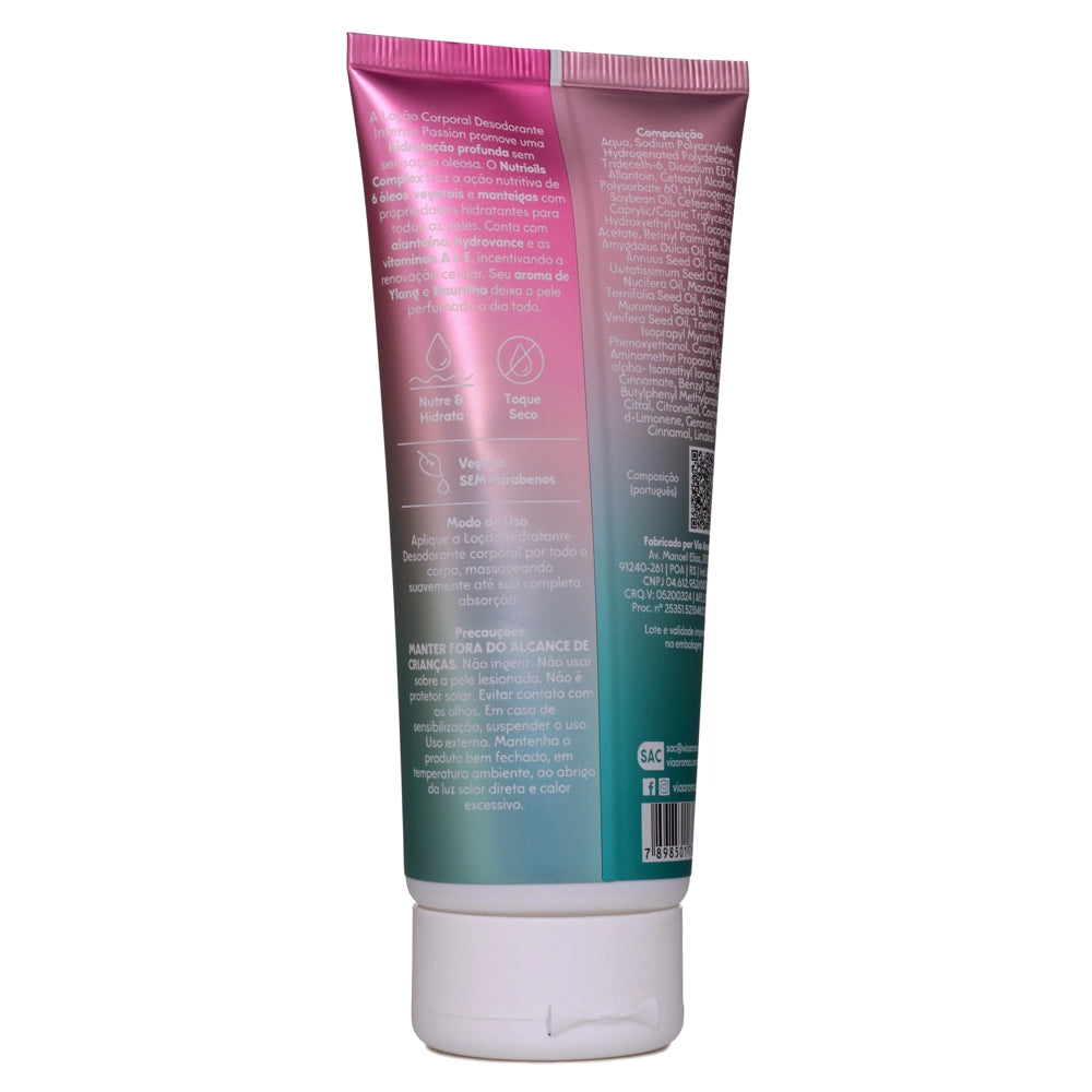 Loção Corporal Desodorante Intense Passion - Via Aroma - Frasco com 200g