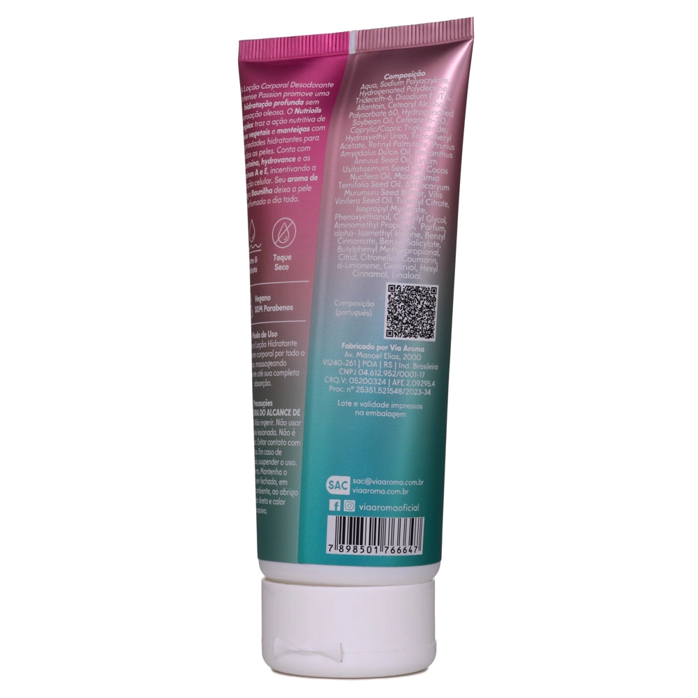 Loção Corporal Desodorante Intense Passion - Via Aroma - Frasco com 200g