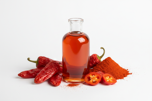 O Extrato Oleoso de Páprica é obtido da maceração dos frutos secos e moídos do Capsicum annuum (páprica doce), incorporados em óleo vegetal. Rico em capsaicina, carotenoides e flavonoides, esse extrato oferece propriedades termogênicas, estimulantes da circulação e antioxidantes, sendo amplamente utilizado em formulações cosméticas e terapêuticas para fins revitalizantes, anticelulite e capilares.
Imagem sem nada escrito