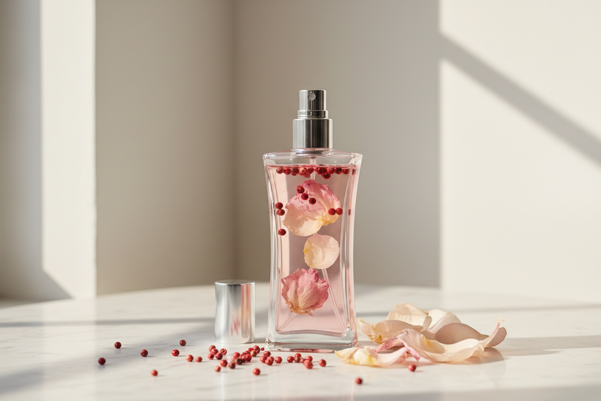 O Home Spray Pimenta Rosa é uma escolha elegante para quem deseja perfumar o ambiente com notas refinadas e cheias de personalidade. Inspirado na perfumaria fina, combina a doçura floral com o frescor picante da pimenta rosa, criando uma atmosfera acolhedora, sensual e energética.
Imagem sem nada escrito
frasco spray