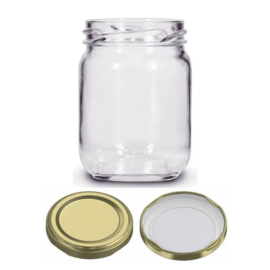 Pote de Vidro Transparente 200g com Tampa Dourada