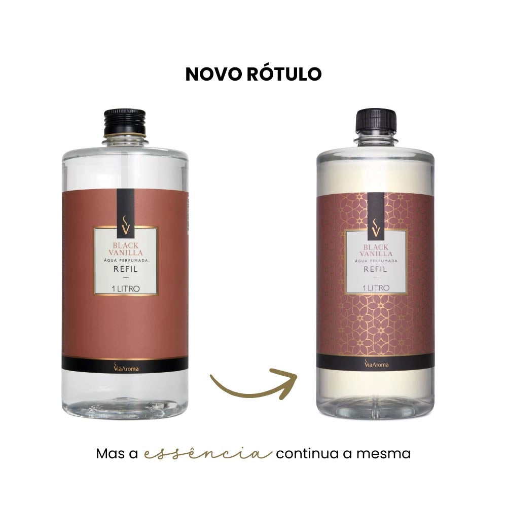 Refil Água Perfumada de Black Vanilla - Via Aroma - Frasco com 1 Litro