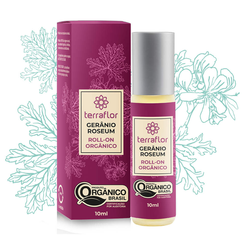 Roll-on de Gerânio Roseum Orgânico - Terra Flor - Frasco com 10ml