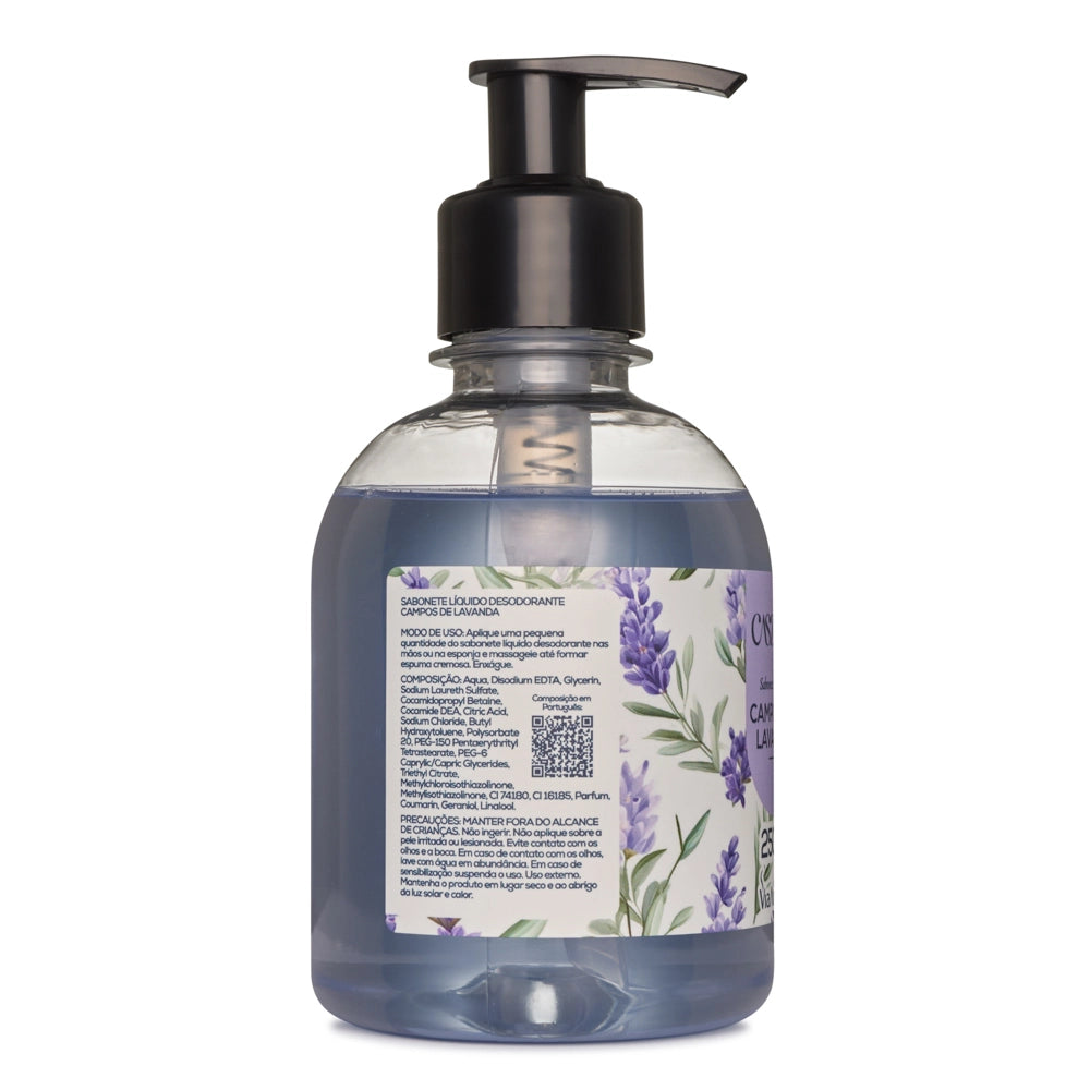 Sabonete Líquido Desodorante Campos de Lavanda - Caszulo - Via Aroma - Frasco com 250ml