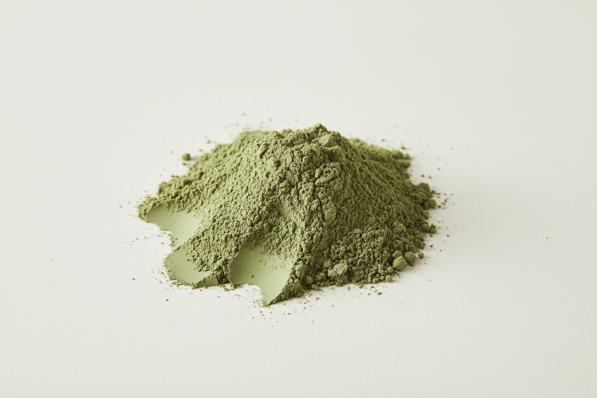 sem texto na imagem
argila verde

INCI Name: Montmorillonite / Kaolin / Illite

Origem: Mineral natural — brasileira

Composição: Silicato de alumínio hidratado com óxidos de ferro, magnésio, cálcio, potássio e outros minerais

CAS: 12173-60-3

NCM: 2508.10.00

🌿 PROPRIEDADES COSMÉTICAS E FUNCIONAIS
Ação adstringente e secativa
Rico em oligoelementos remineralizantes
Estimula a circulação periférica
Promove a desintoxicação da pele
Equilibra a oleosidade da pele e couro cabeludo

