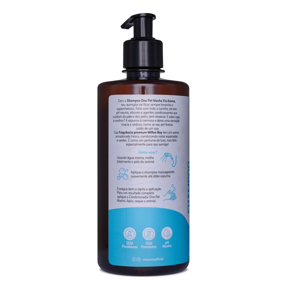 Shampoo One Pet Macho - Via Aroma - Frasco com 500ml