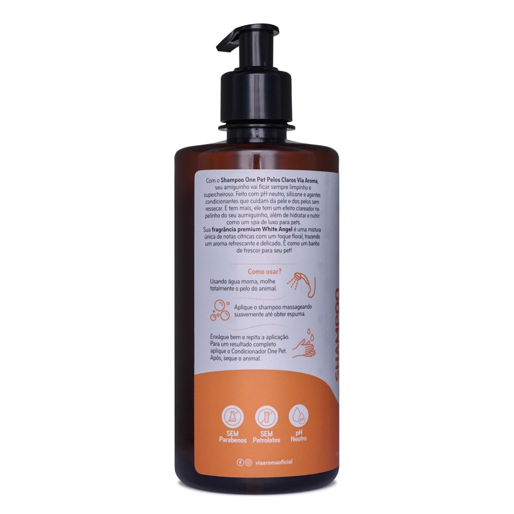 Shampoo One Pet Pelos Claros - Via Aroma - Frasco com 500ml