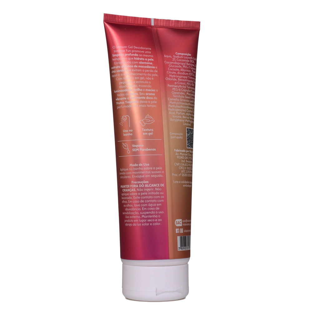 Shower Gel Desodorante Intense Fun - Via Aroma - Frasco com 250ml