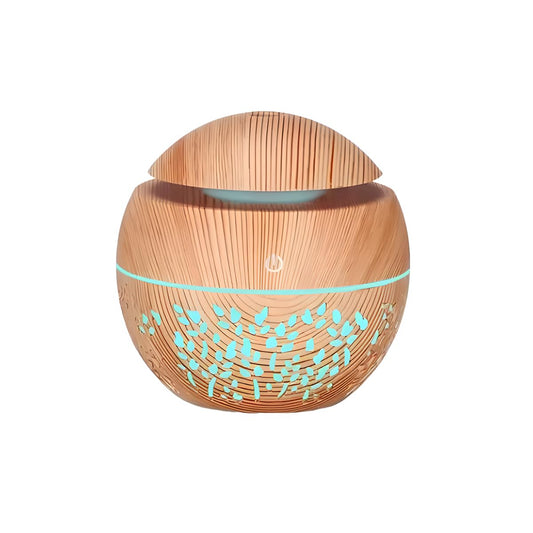 Umidificador de ar Usb Tipo Madeira com Lâmpada de Led - 130ml